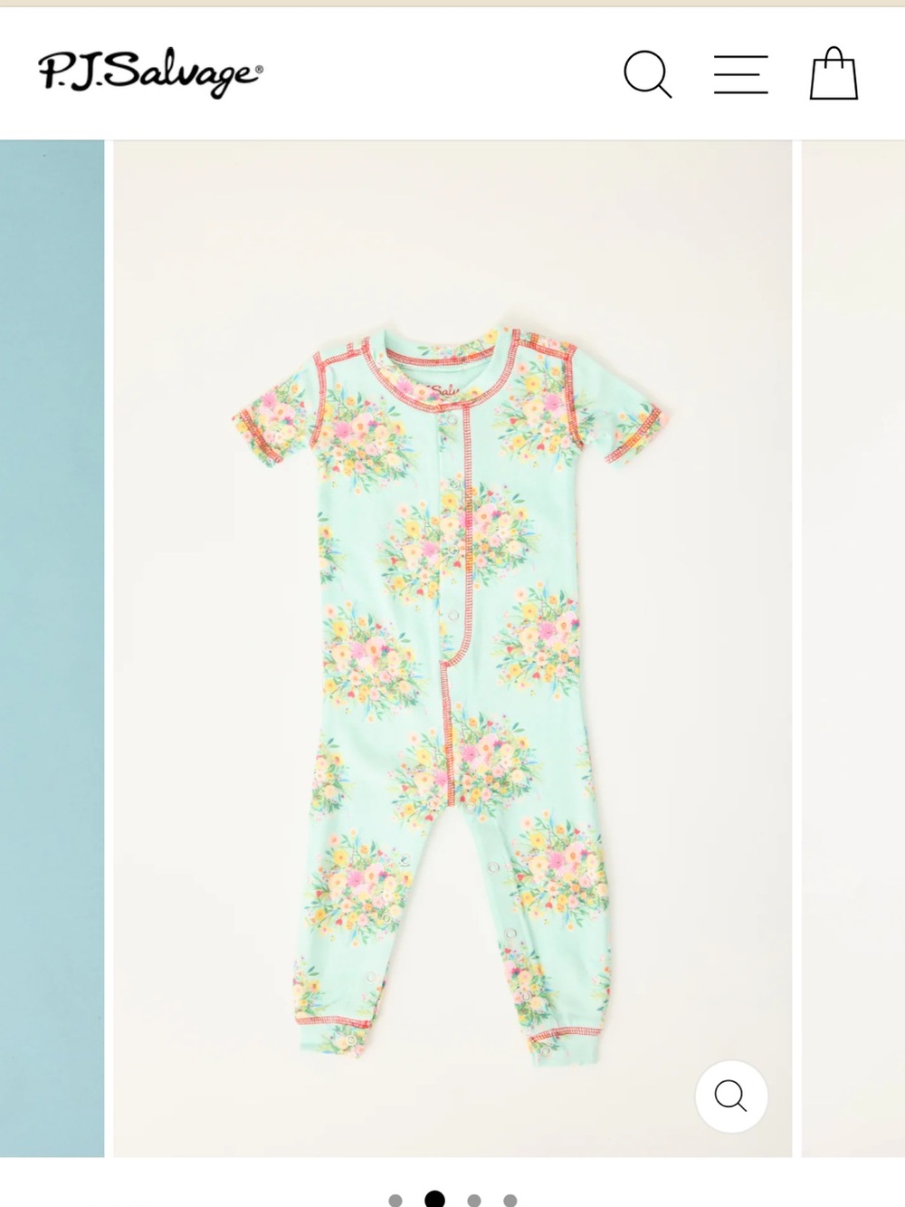 P.J. Salvage Mint Floral One-Piece with Pink Trim